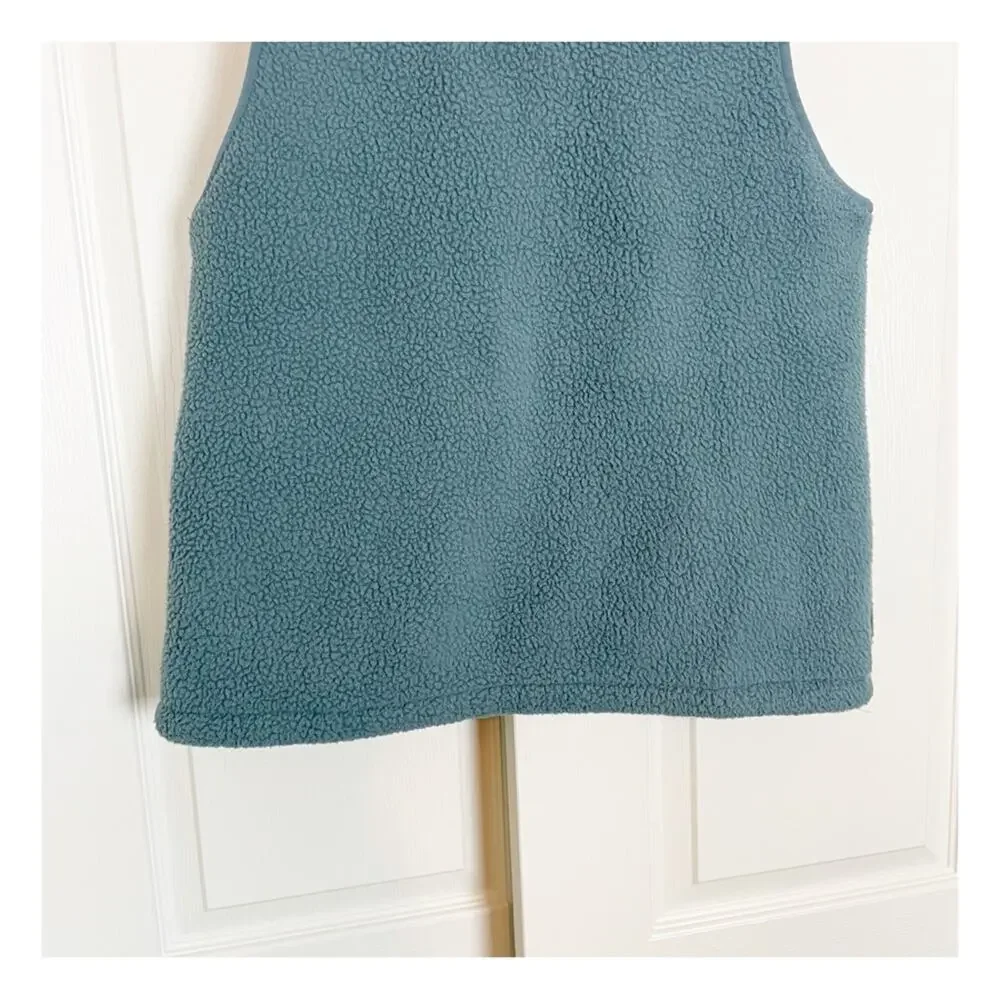Topo Designs Subalpine Sherpa Fleece Vest Blue Sand Print Sz M